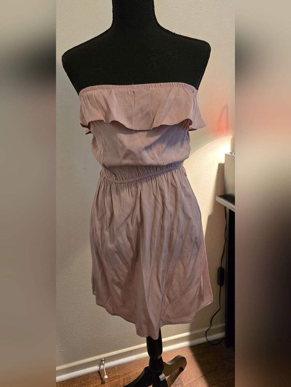 Charlotte Russe Strapless Ruffle Dress in Dusty Mauve